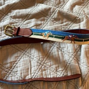 Hand-stitched needlepoint belt